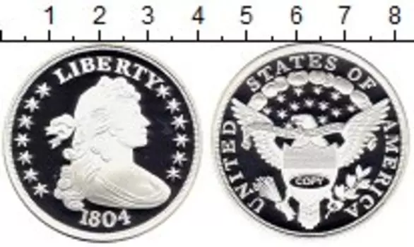 Монета доллар Америки 1804 года Серебро Официальная копия 1 доллар 1804г