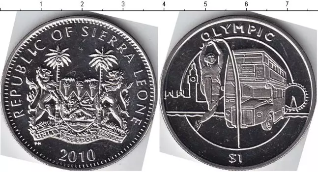 Монета доллар Сьерры-Леоне 2012 года Медно-никель Олимпийские игры 2012