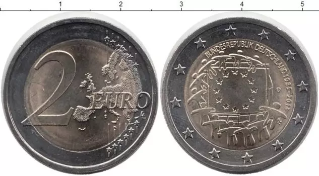 Монета 2 евро Германии 2015 года Биметалл D
