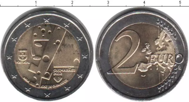 Монета 2 евро Португалии 2012 года Биметалл Гимарайнш — Культурная столица Европы