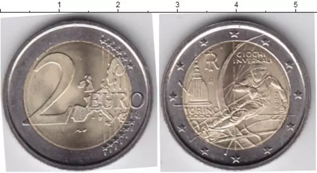 Монета 2 евро Италии 2006 года Биметалл Турин