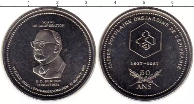 Монета Жетон Канады 1987 года Медно-никель 50 лет кооперативам