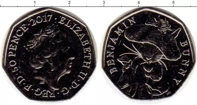 Монета 50 пенсов Англии 2017 года Медно-никель Елизавета II