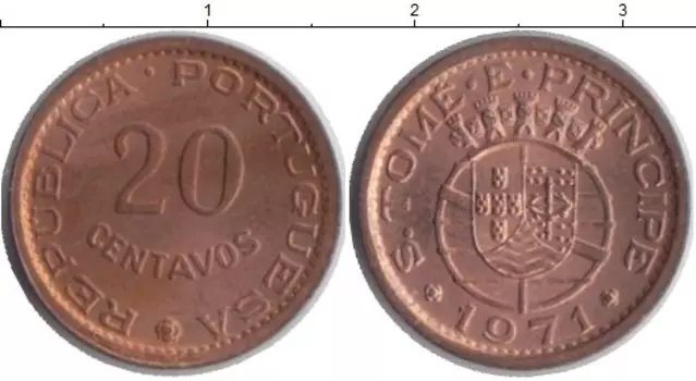 Монета 20 сентаво Сан-Томе и Принсипи 1971 года Медь Протекторат Португалии