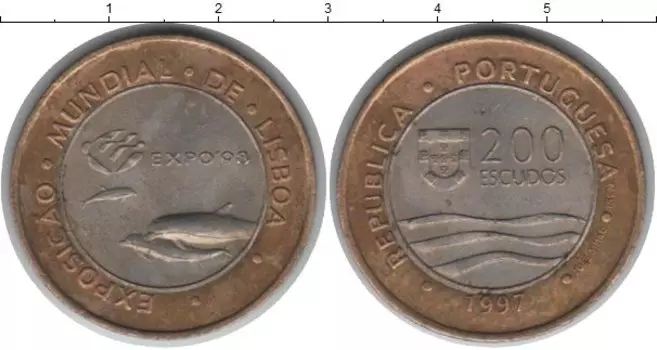 Монета 200 эскудо Португалии 1997 года Биметалл Экспо-98