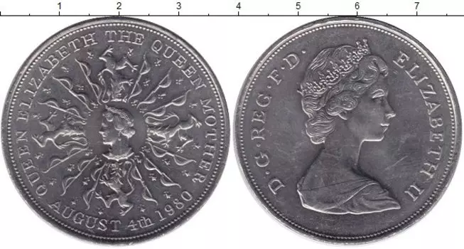 Монета 25 пенсов Англии 1980 года Медно-никель Елизавета II