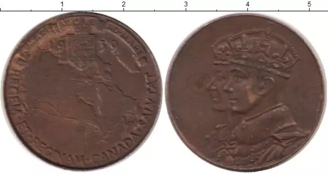Монета жетон Канады 1939 года Бронза Королевский визит