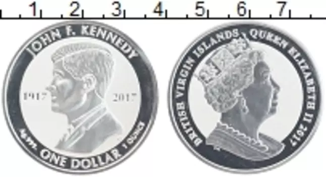 Монета доллар Виргинских островов 2017 года Серебро Елизавета II