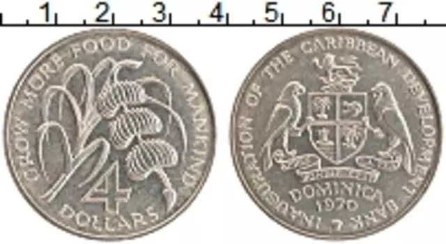 Монета 4 доллара Доминиканской республики 1970 года Медно-никель