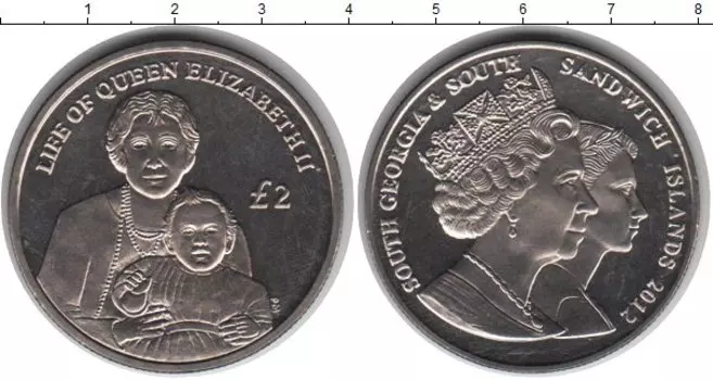 Монета 2 фунта Сандвичевых островов 2012 года Медно-никель Елизавета II