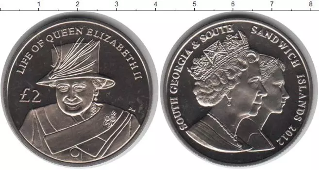 Монета 2 фунта Сандвичевых островов 2012 года Медно-никель Бриллиантовый юбилей