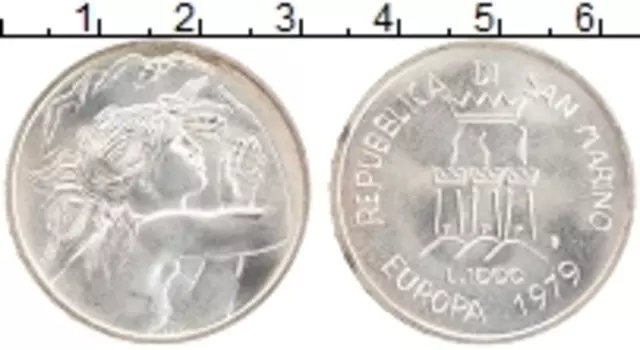 Монета 1000 лир Сан-Марино 1979 года Серебро Европейский союз