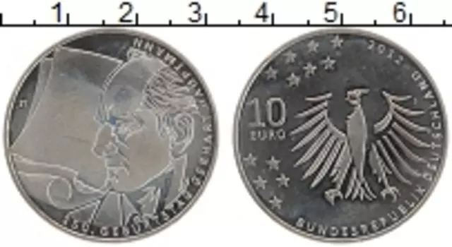 Монета 10 евро Германии 2012 года Медно-никель 150 лет со дня рождения Герхарта Хауптманна