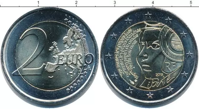 Монета 2 евро Франции 2015 года Биметалл 225-летие Фестиваля Федерации