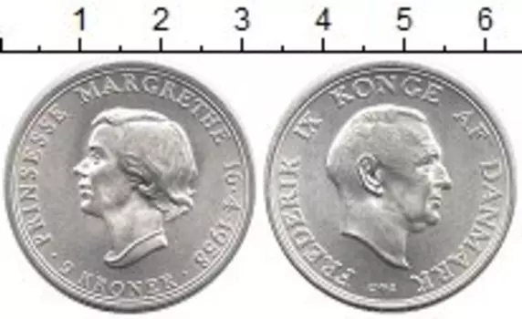 Монета 2 кроны Дании 1958 года Серебро Фредерик IX - Маргарет