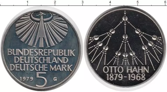 Монета 5 марок ФРГ 1979 года Медно-никель Отто Ханн