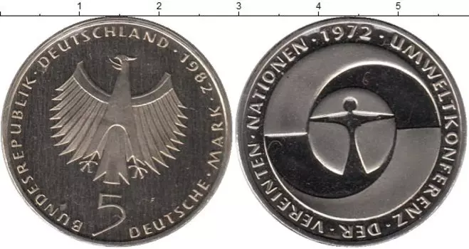 Монета 5 марок ФРГ 1972 года Медно-никель Экономическая конференция