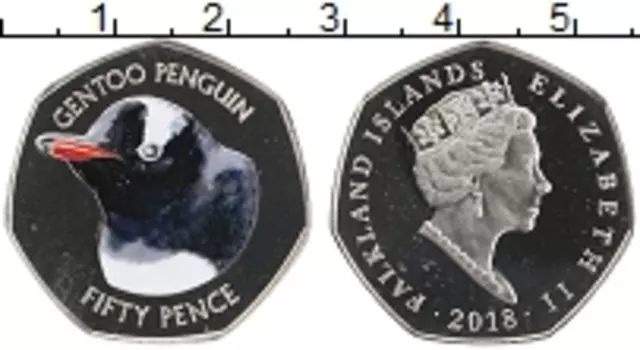 Монета 50 пенсов Фолклендских островов 2018 года Медно-никель Цифровая печать