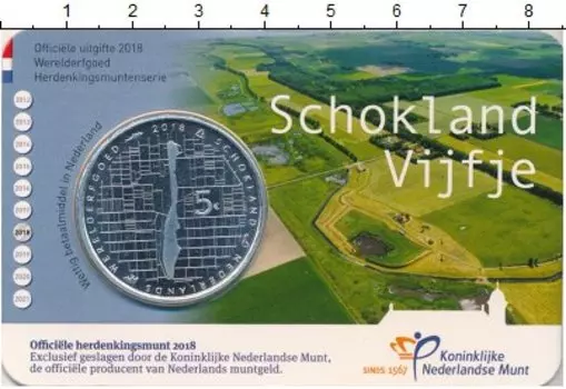 Набор монет 5 евро Нидерланд 2018 года Посеребрение Схокланд
