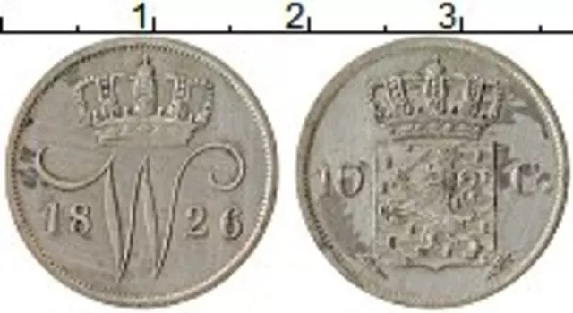 Монета 10 центов Нидерланд 1826 года Серебро Виллем I