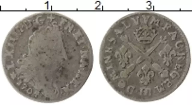 Монета 1/16 экю Франции 1704 года Серебро Людовик XIIII