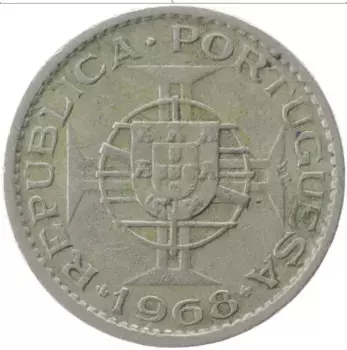 Монета 2 1/2 эскудо Анголы 1968 года Медно-никель