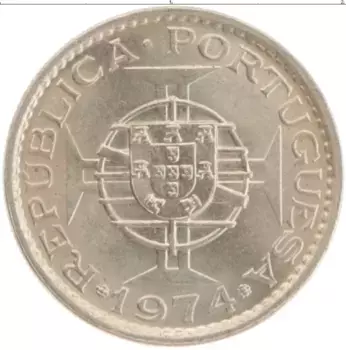 Монета 2 1/2 эскудо Анголы 1974 года Медно-никель