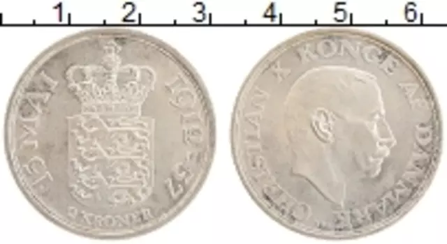Монета 2 кроны Дании 1937 года Серебро Кристиан X
