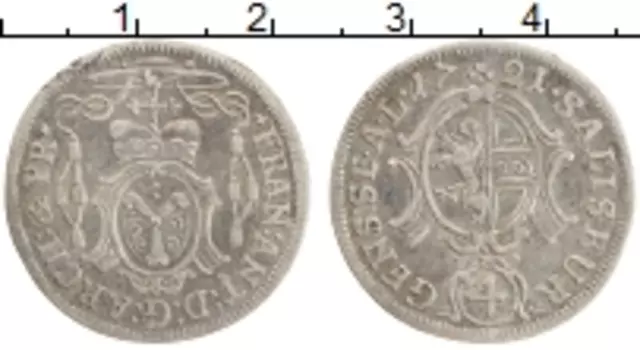Монета 4 крейцера Зальцбурга 1721 года Серебро