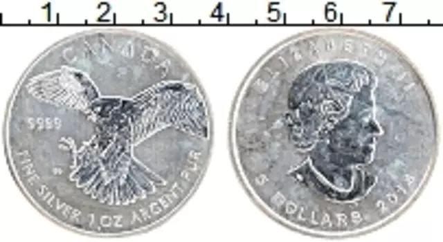 Монета 5 долларов Канады 2014 года Серебро Елизавета II