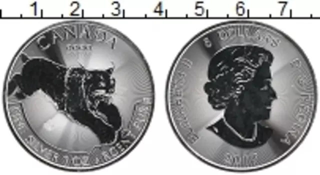 Монета 5 долларов Канады 2017 года Серебро Рысь