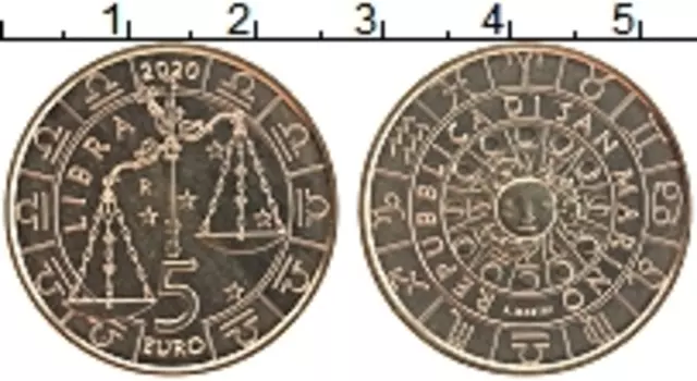 Монета 5 евро Сан-Марино 2020 года Латунь Весы
