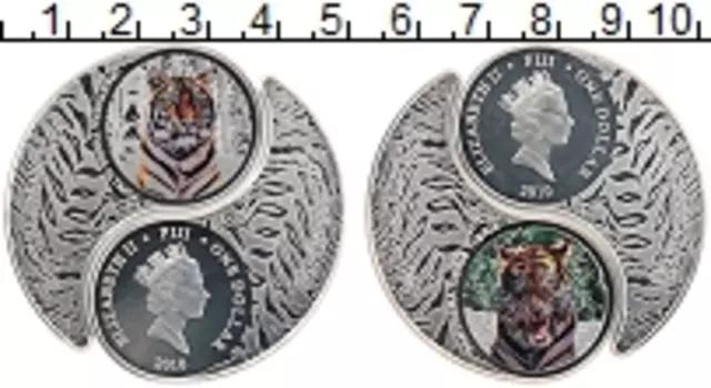 Монета доллар Фиджи 2010 года Серебро Сибирские тигр