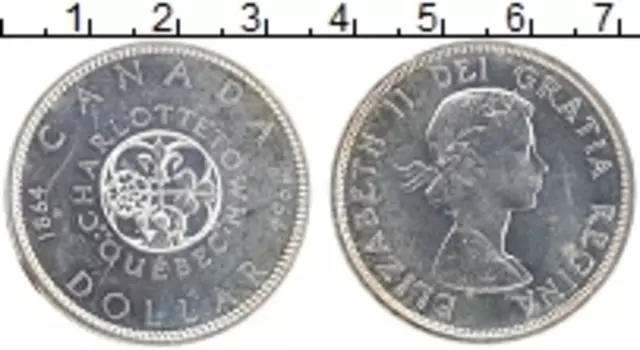Монета доллар Канады 1964 года Серебро Елизавета II