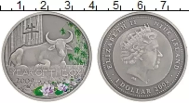 Монета доллар Ниуэ 2008 года Серебро Цифровая печать
