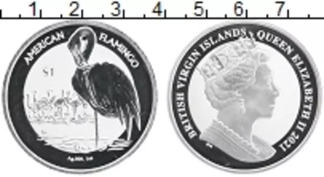 Монета доллар Виргинских островов 2021 года Серебро Елизавета II