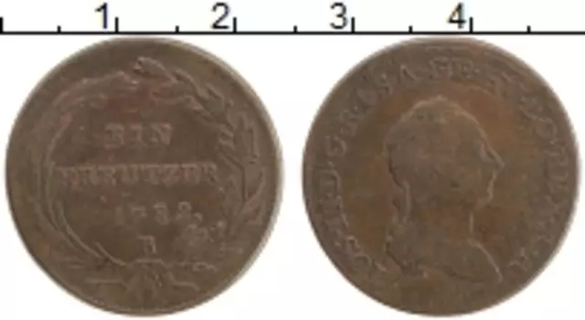 Монета крейцер Австрии 1782 года Медь Иосиф II В