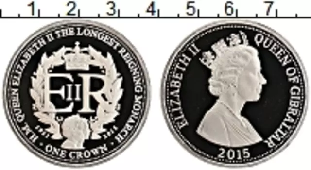Монета крона Гибралтара 2015 года Медно-никель Елизавета II