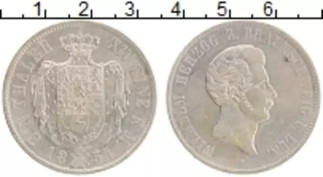 Монета талер Брауншвайг-Люнебурга 1854 года Серебро В