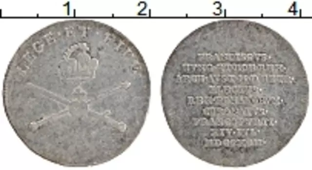 Монета Жетон Франкфурта 1792 года Серебро Коронация Франца II 1792