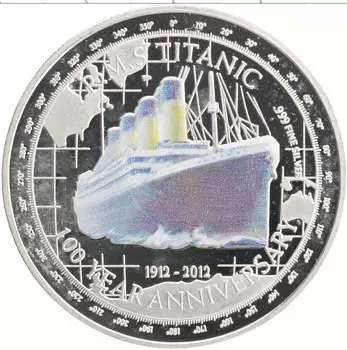Монета Жетон Тувалу 2012 года Посеребрение 100 лет гибели Титаника