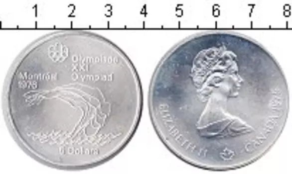 Монета 5 долларов Канады 1975 года Серебро XXI Олимпиада