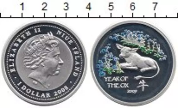 Монета доллар Ниуэ 2008 года Серебро Елизавета II