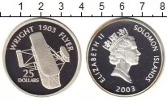Монета 25 долларов Соломоновых островов 2003 года Серебро Елизавета II