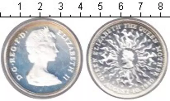 Монета 25 пенсов Англии 1980 года Серебро 80-летие королевы-матери