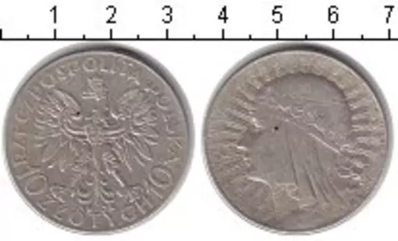 Монета 10 злотых Польши 1932 года Серебро