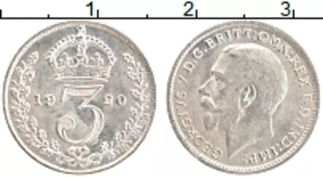Монета 3 пенса Англии 1920 года Серебро Георг V