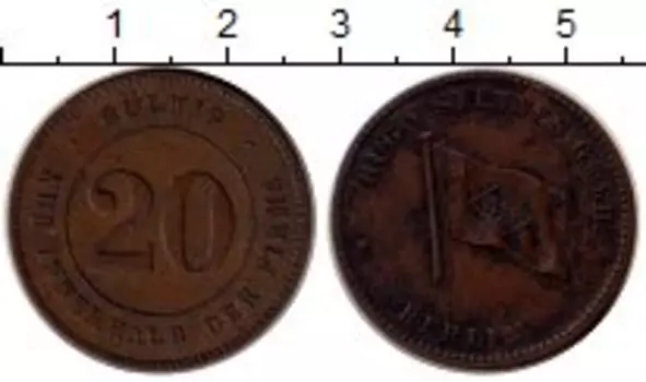 Монета 20 пфеннигов Германии Бронза Берлин