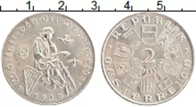 Монета 2 шиллинга Австрии 1930 года Серебро Вальтер фон де Фогервейд женщина