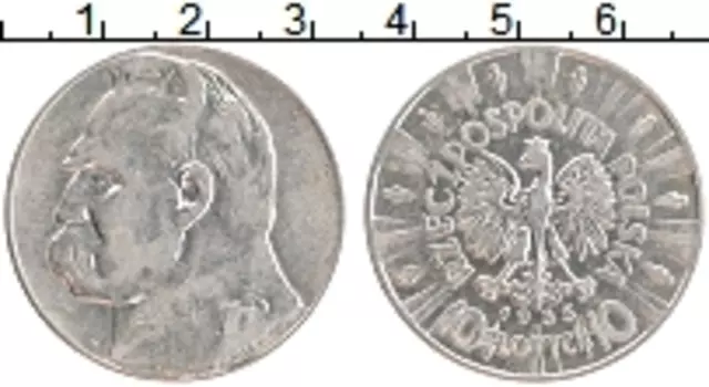 Монета 10 злотых Польши 1935 года Серебро Пилсуцкий